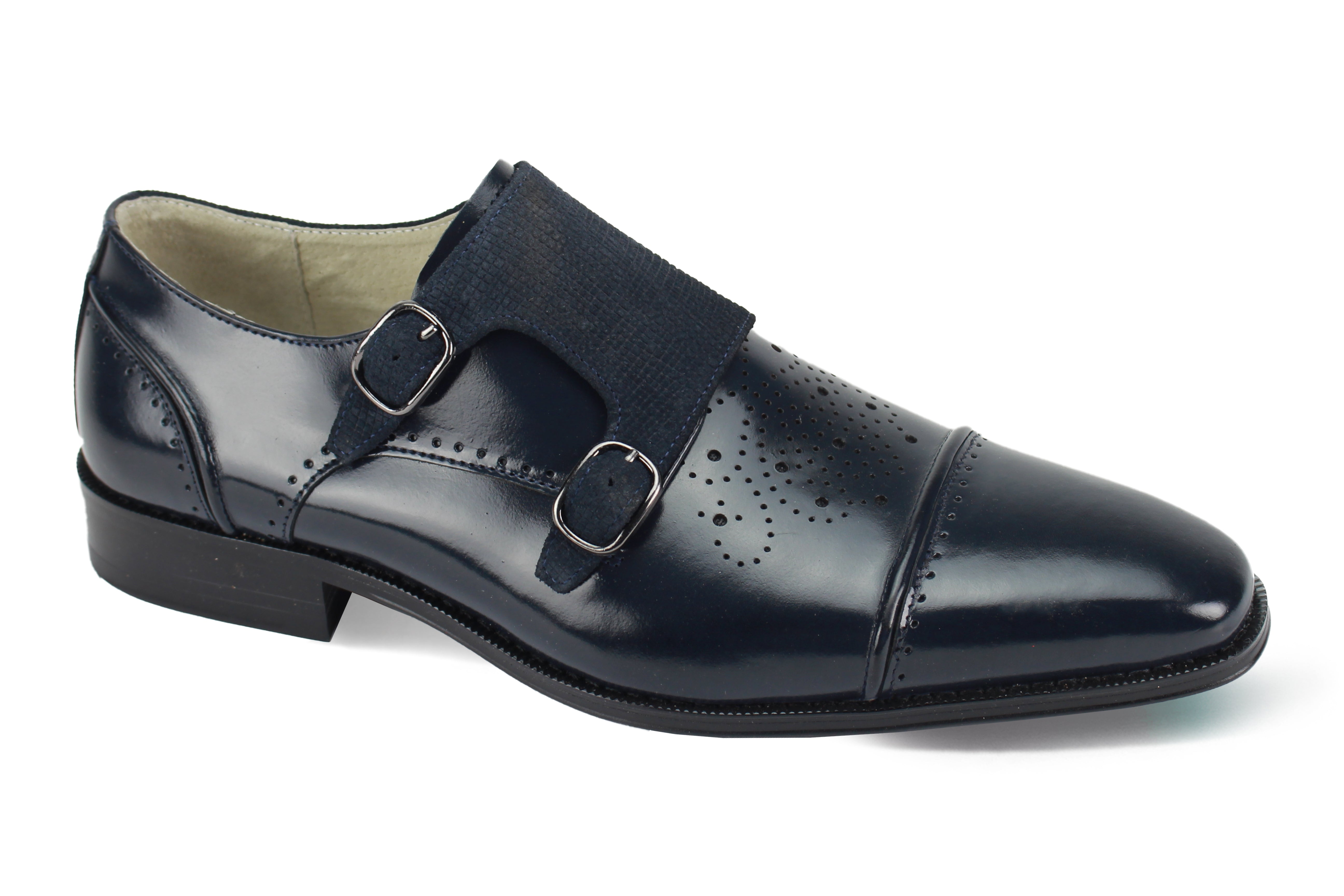 Giovanni Oscar Leather Shoes Navy