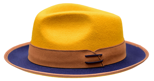 Bruno Capleo OU-855 The Outcast Fedora Mustard/NAVY/Cognac