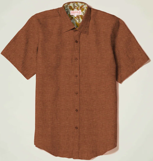 Inserch SS717-0035 Short Sleeve Linen Shirt Rust