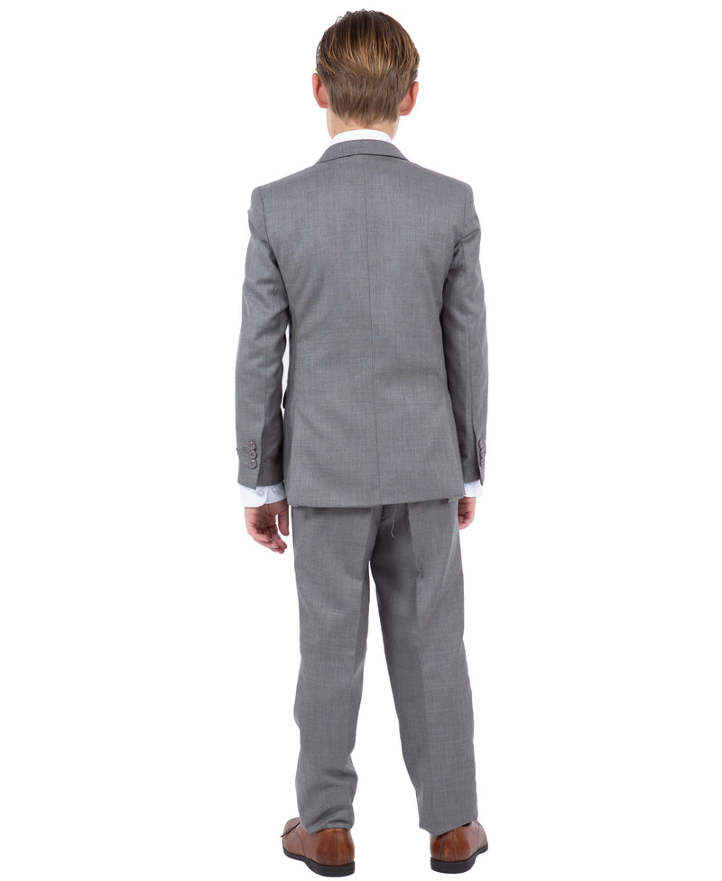 Sharkskin-5pc Suit, Aluminum Grey Perry Ellis