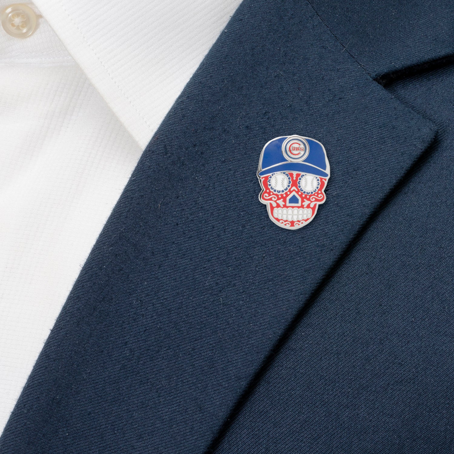 MLB Chicago Cubs Sugar Skull Lapel Pin
