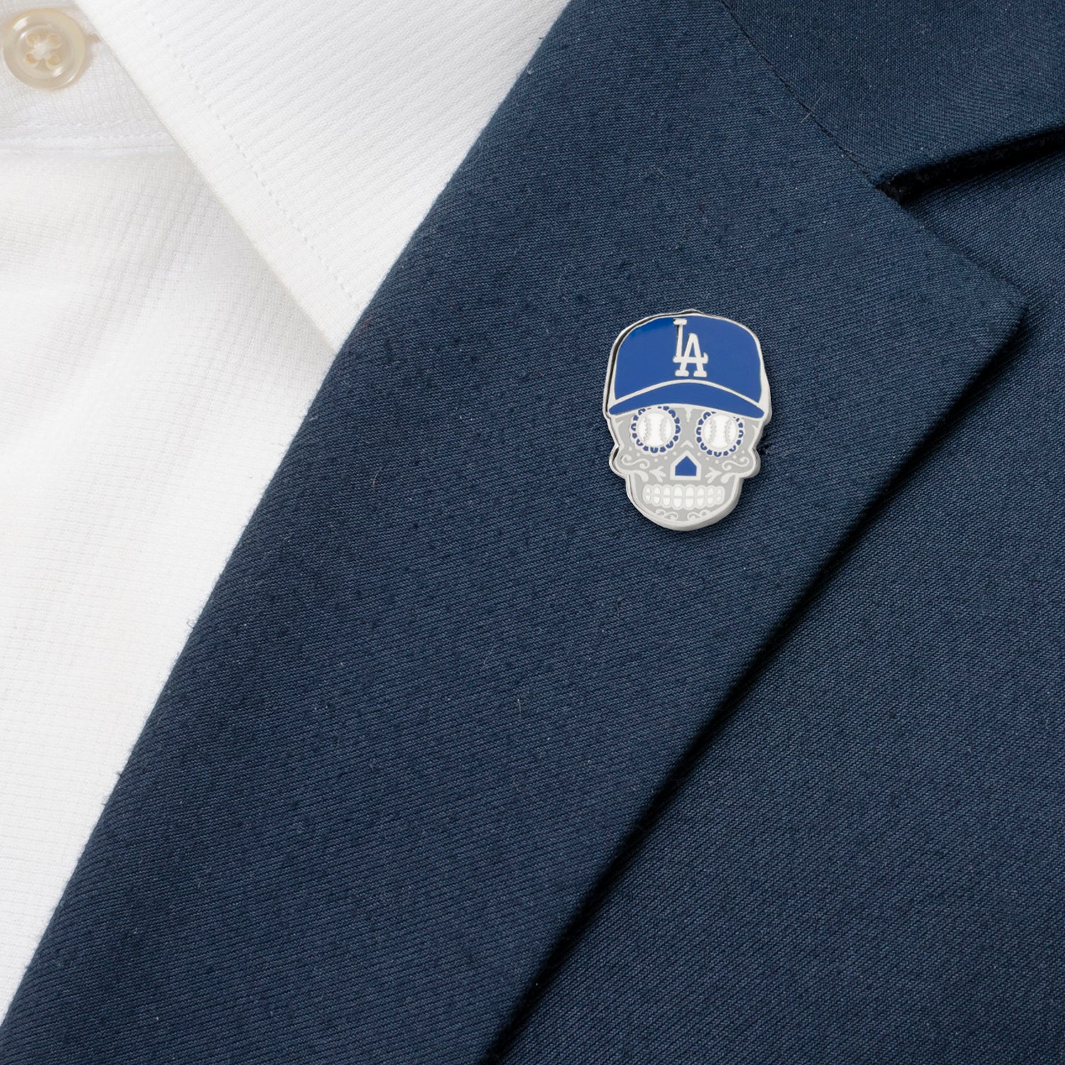 MLB LA Dodgers Sugar Skull Cufflinks & Lapel Pin Gift Set