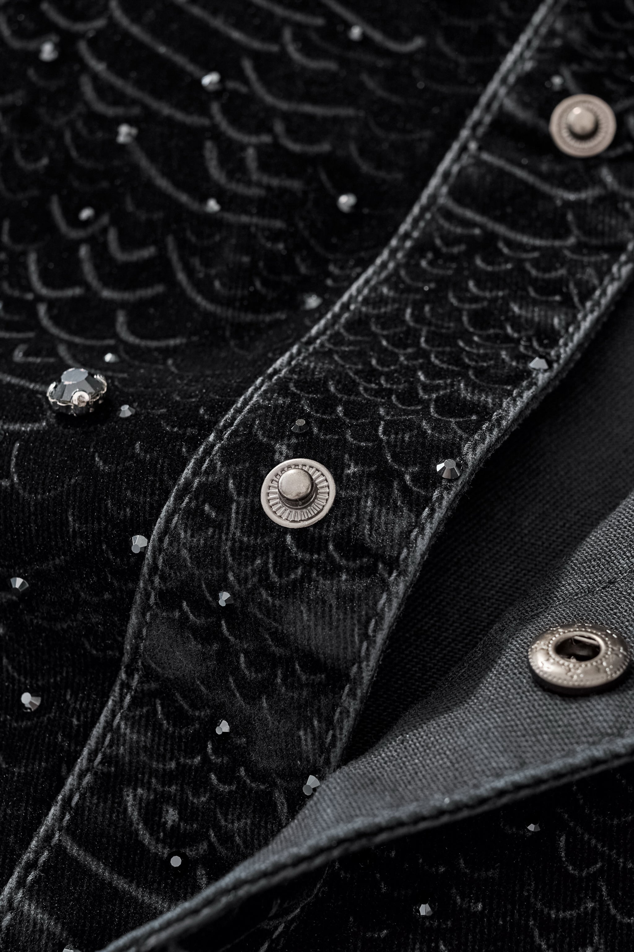 Midnight Serpent Rhinestone Jacket - Century Penthouse BLACK