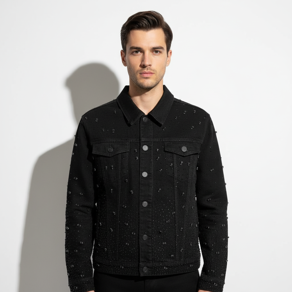 Celestial Stud Denim Jkt – Century Penthouse BLACK