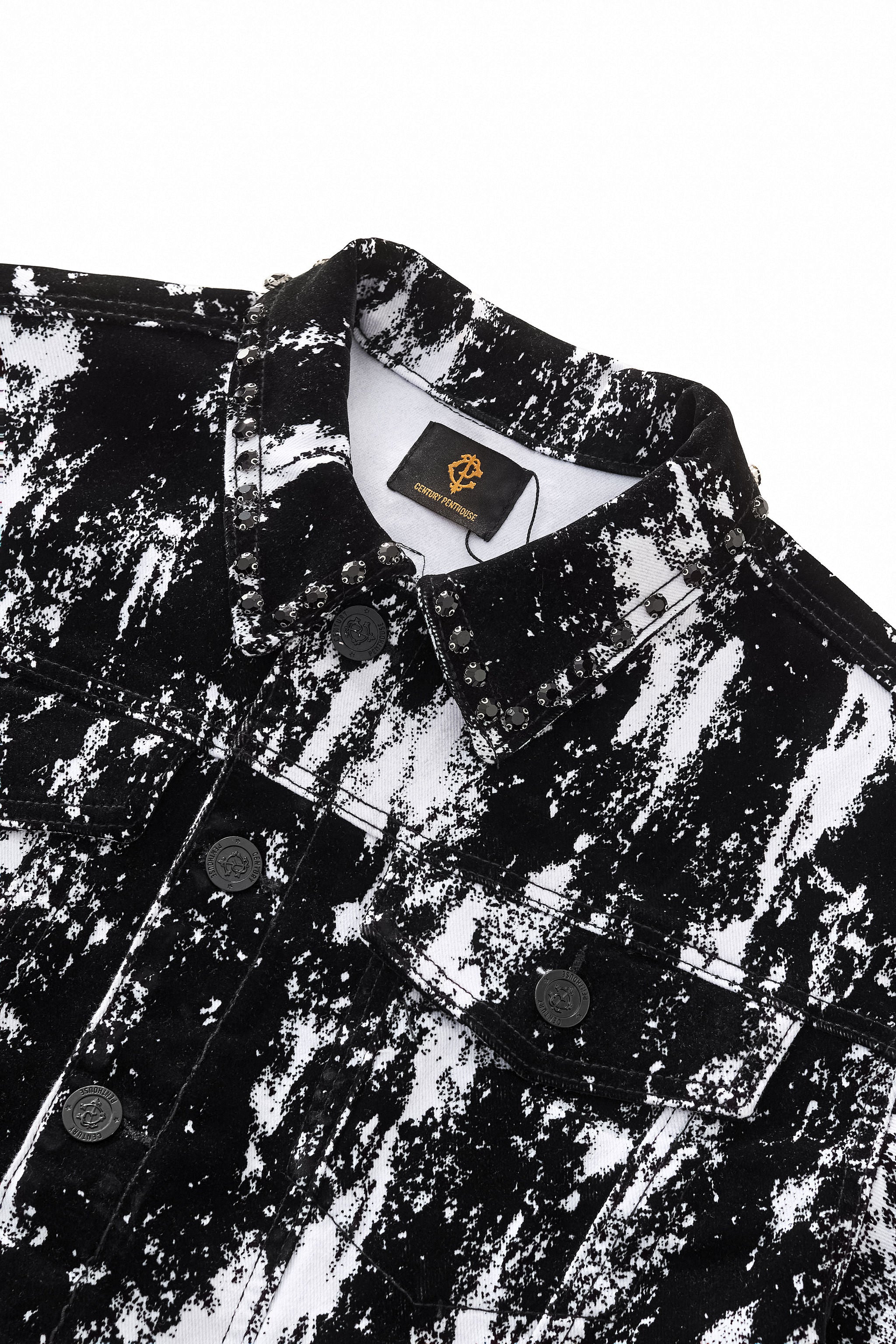 Flocked Eclipse Denim Jkt – Century Penthouse BLACK