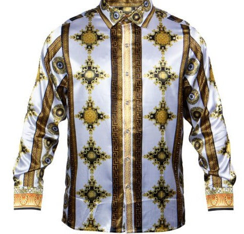 Prestige PR-357 Long Sleeve Greek Digital Print White