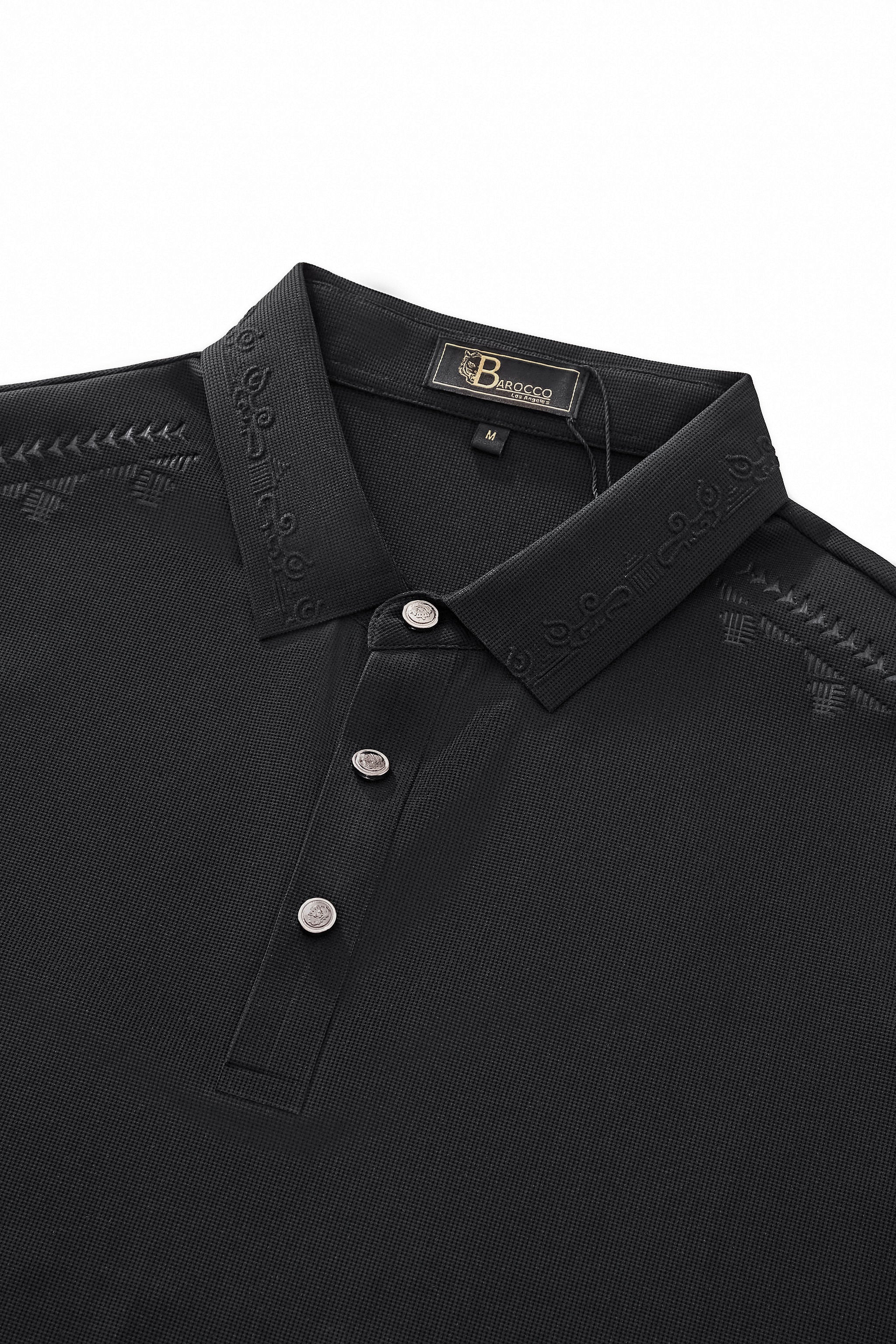 Ornate Trim Polo BLACK