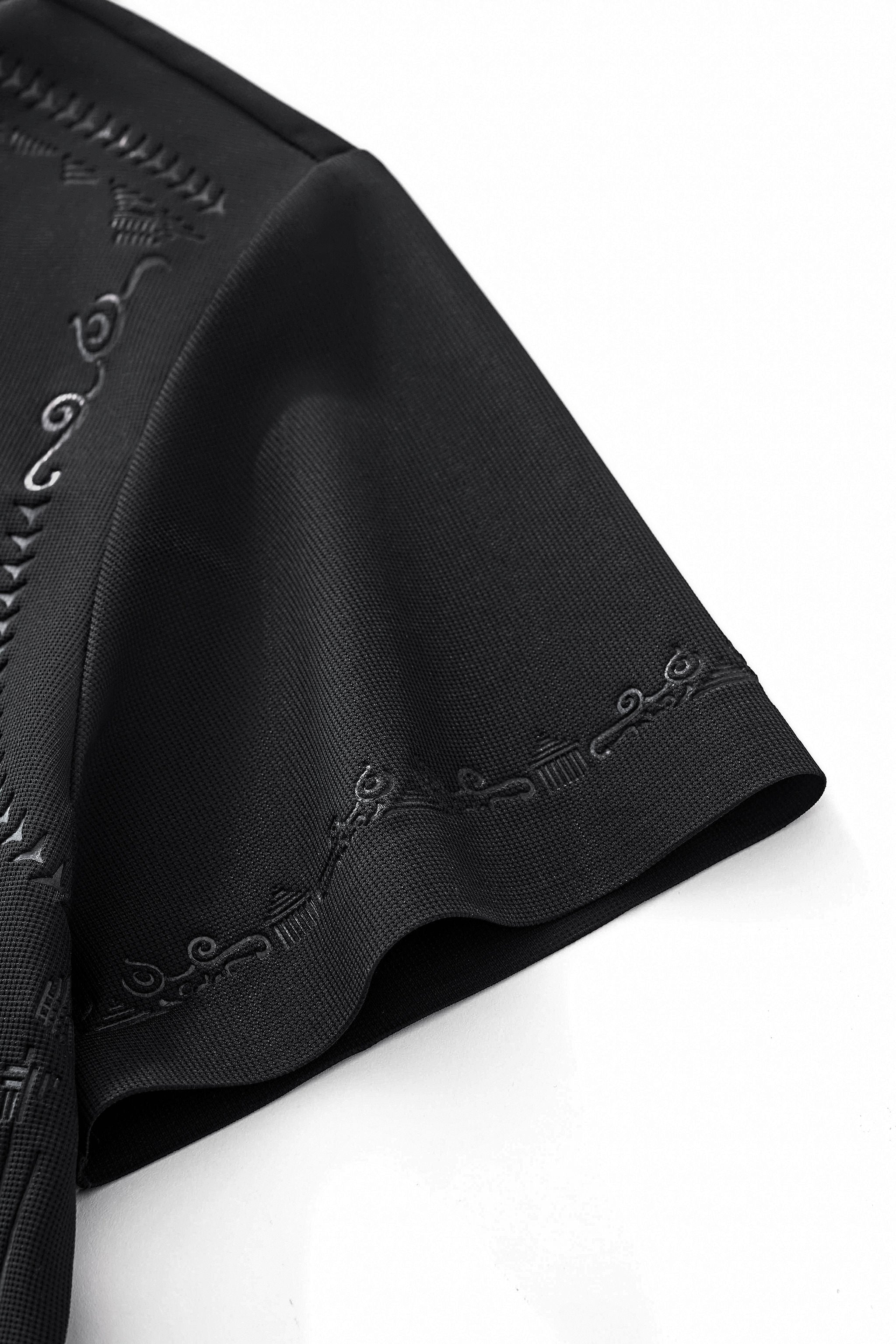 Ornate Trim Polo BLACK