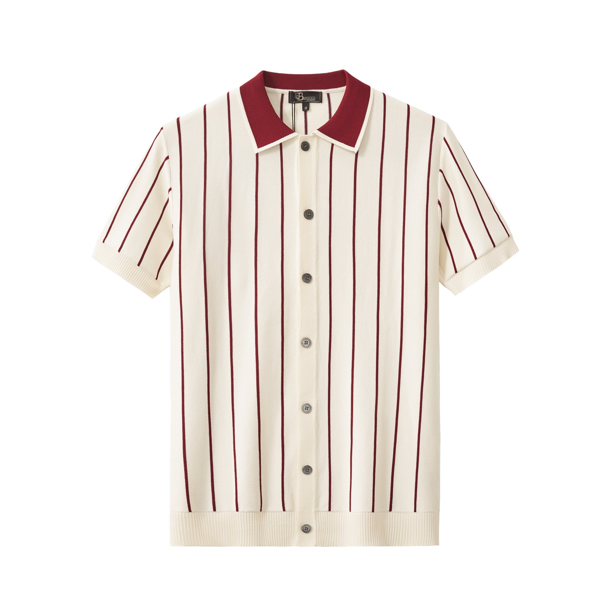 ModStripe Knit Shirt IVORY/WINE