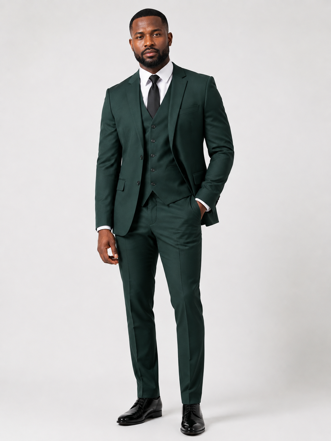 Caravelli S600512V 3Pcs Modern Fit Suit Augusta Green