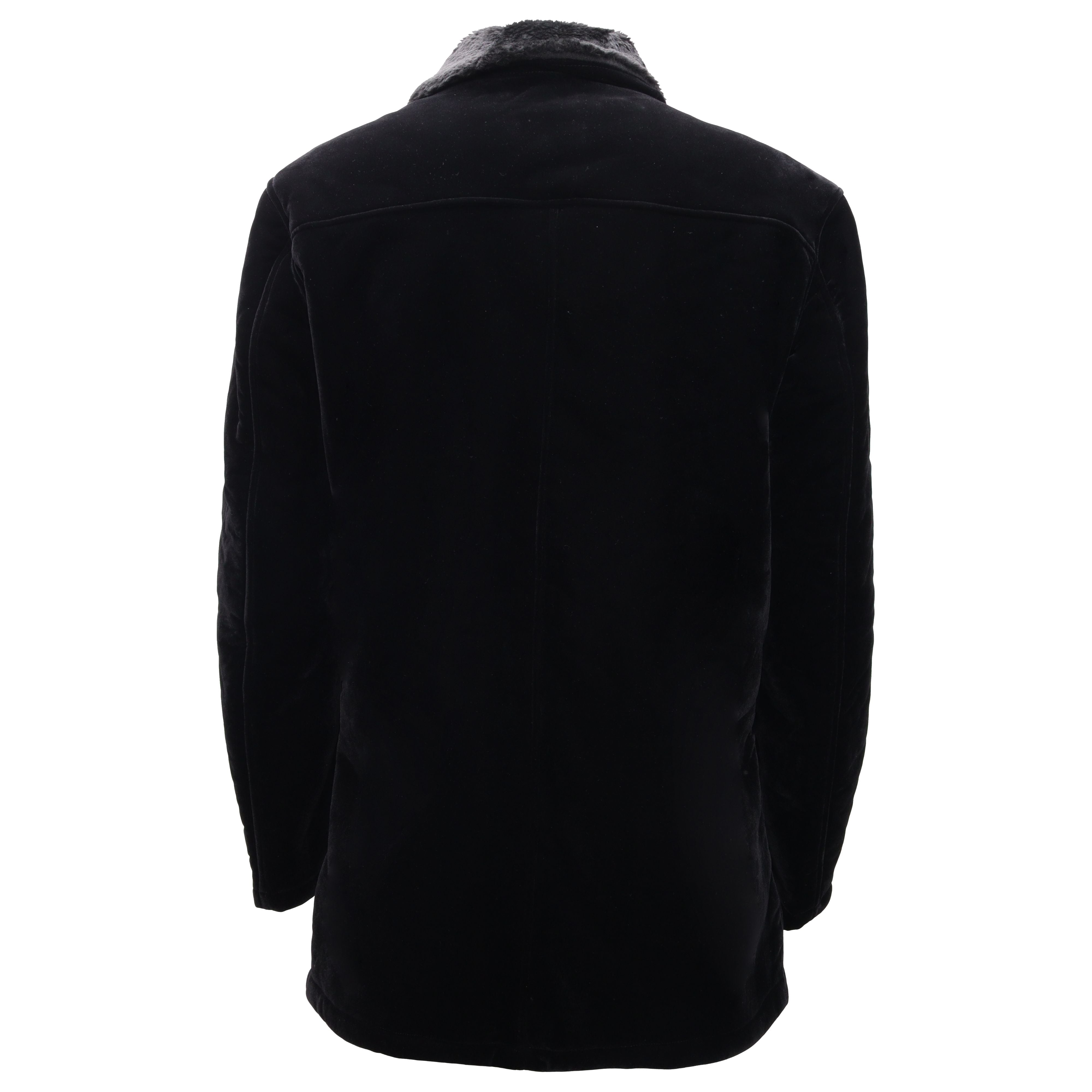 Faux Fur Collar Velvet Jacket BLACK