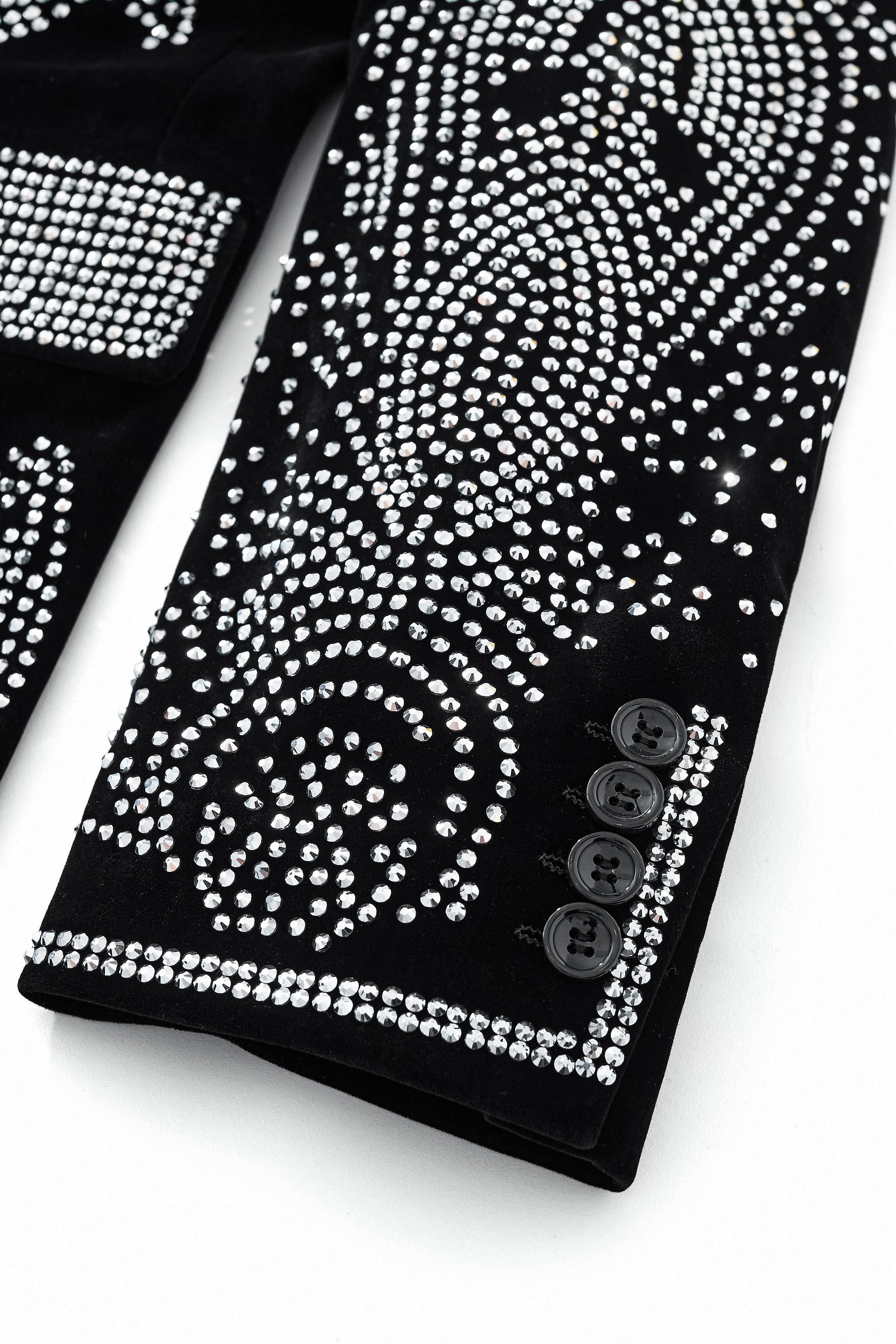 Regal Cascades Embellished Velvet Blazer BLACK/SILVER