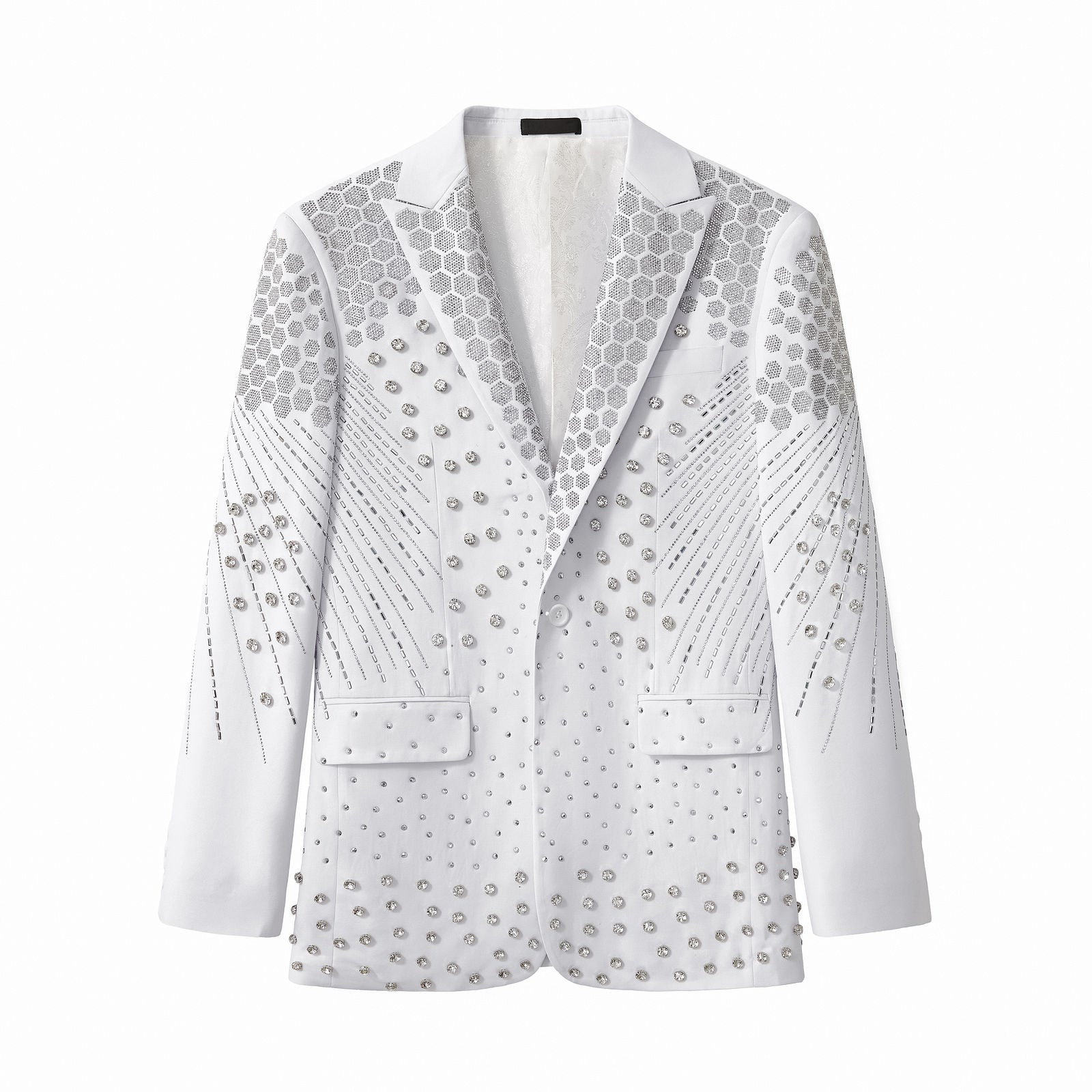 Radiant Hex Crystal Blazer WHITE/SILVER