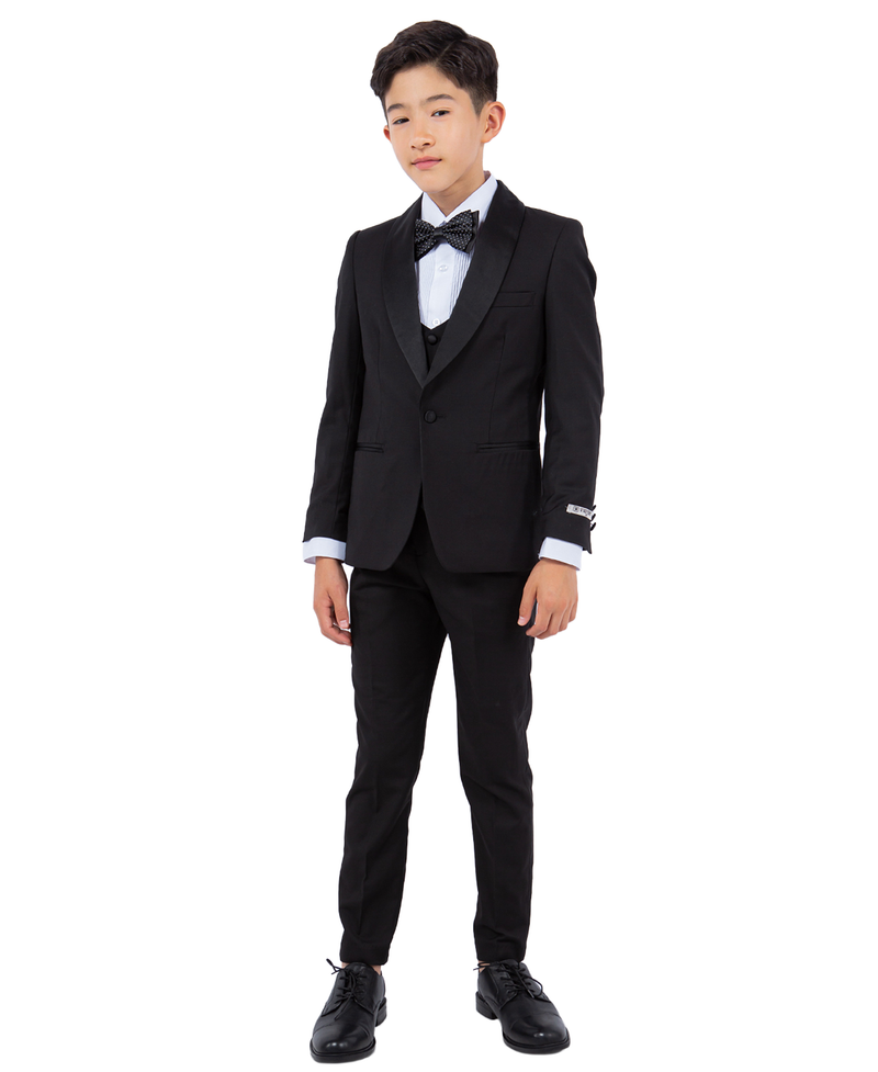 Stacy Adams Slim Fit Boys 5pc Tuxedo, Black