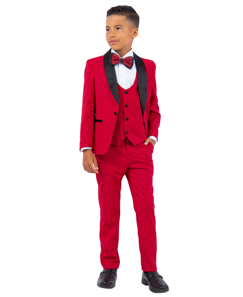 Stacy Adams Slim Fit Boys 5pc Tuxedo, Red