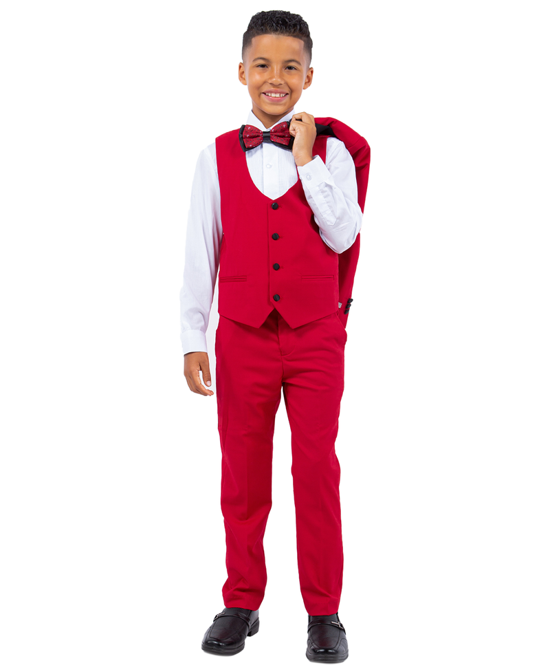 Stacy Adams Slim Fit Boys 5pc Tuxedo, Red