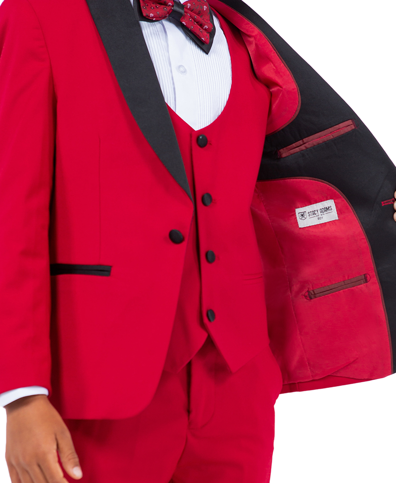 Stacy Adams Slim Fit Boys 5pc Tuxedo, Red