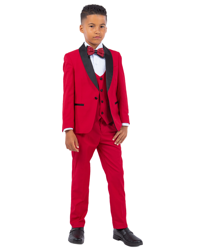 Stacy Adams Slim Fit Boys 5pc Tuxedo, Red