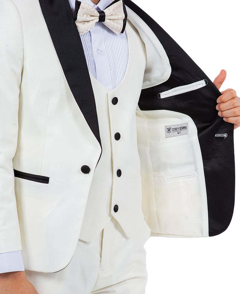 Stacy Adams Slim Fit Boys 5pc Tuxedo, Ivory