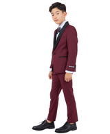 Stacy Adams Slim Fit Boys 5pc Tuxedo, Burgundy