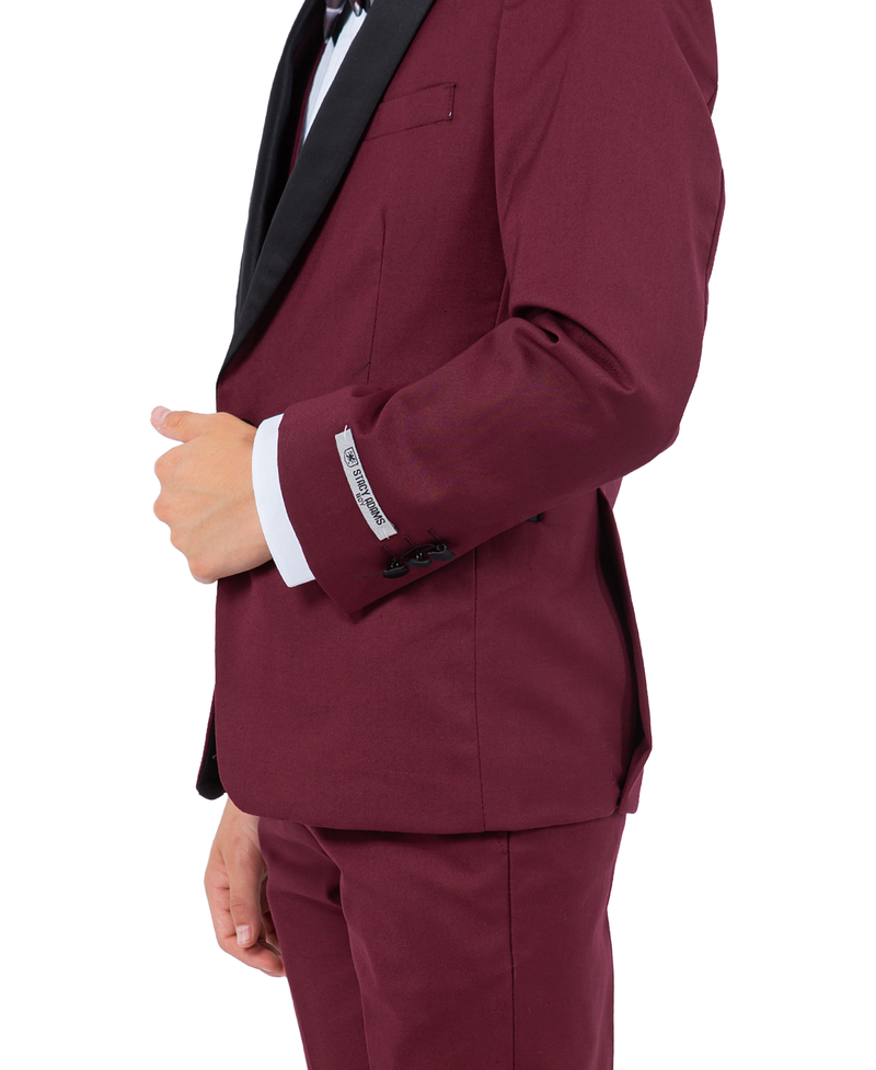 Stacy Adams Slim Fit Boys 5pc Tuxedo, Burgundy