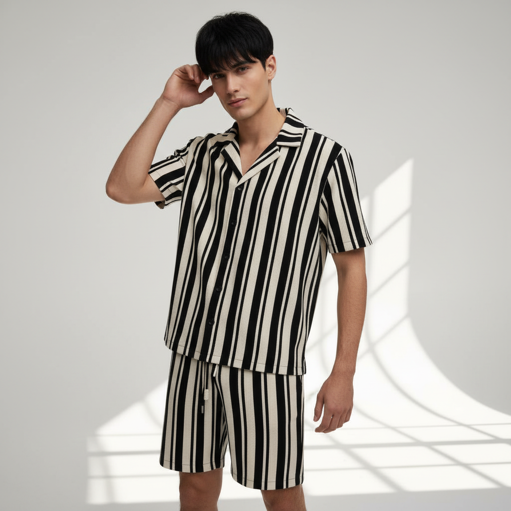 Men’s Bold Striped Lounge Set BEIGE