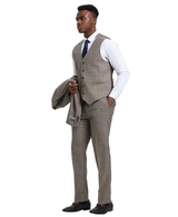 Stacy Adams Hybrid-Fit Vested Suit, Grey Windowpane