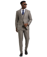 Stacy Adams Hybrid-Fit Vested Suit, Grey Windowpane