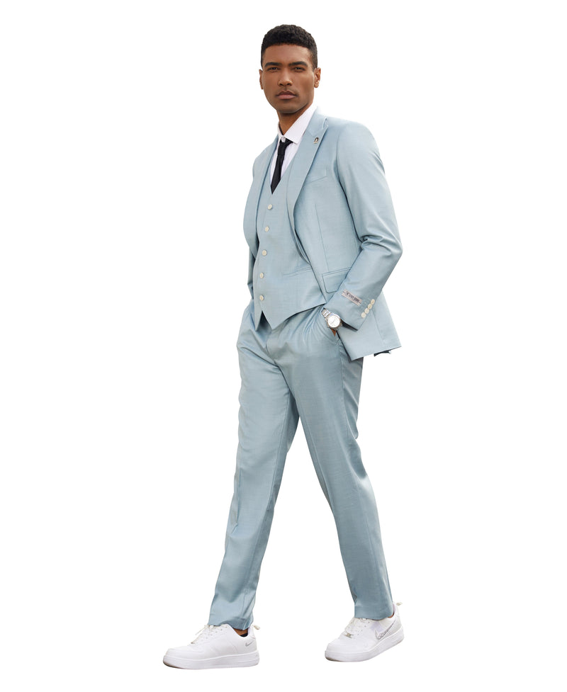 Stacy Adams Hybrid Fit 3-Piece Suit, Solid Teal