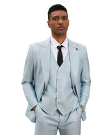 Stacy Adams Hybrid Fit 3-Piece Suit, Solid Light Turquoise