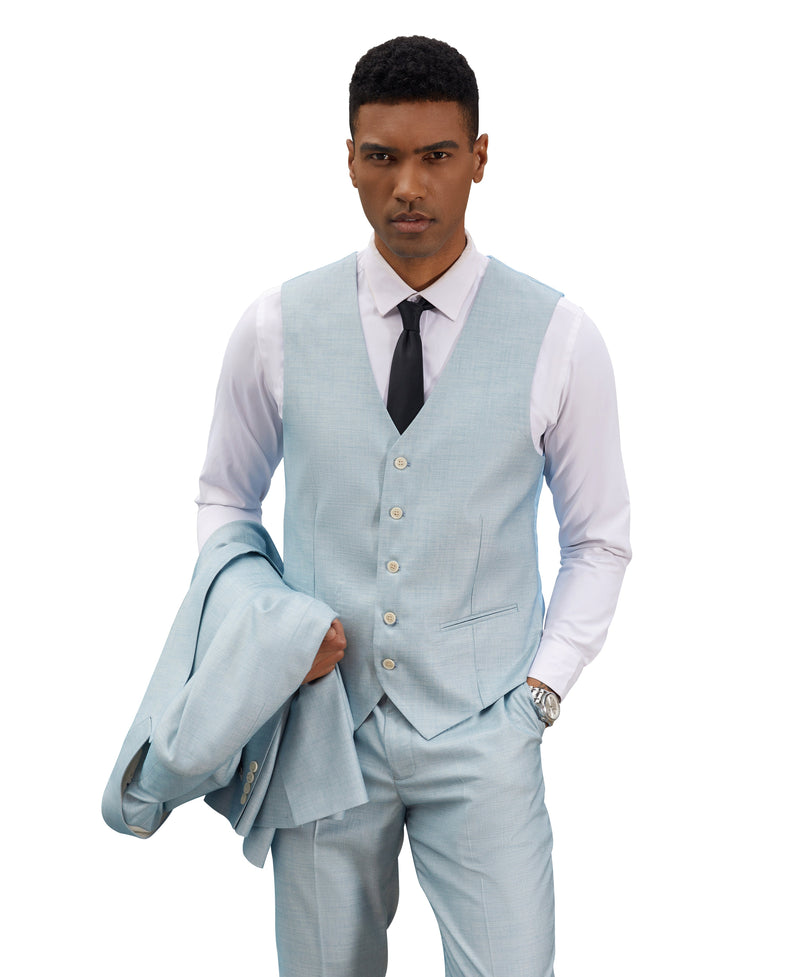 Stacy Adams Hybrid Fit 3-Piece Suit, Solid Light Turquoise