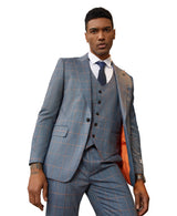 Stacy Adams Hybrid Fit 3-Piece Suit, Dark Teal Plaid