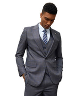 Stacy Adams Hybrid Fit 3-Piece Suit, Dark Blue Plaid