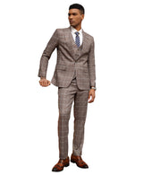 Stacy Adams Hybrid-Fit Vested Suit, Brown Windowpane