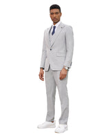 Stacy Adams Hybrid-Fit 3-Piece Vested Suit, Light Grey Pinstriped