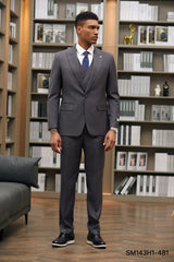 Stacy Adams Hybrid-Fit Vested Suit, Charcoal Pinstriped