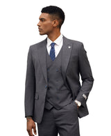 Stacy Adams Hybrid-Fit Vested Suit, Charcoal Pinstriped