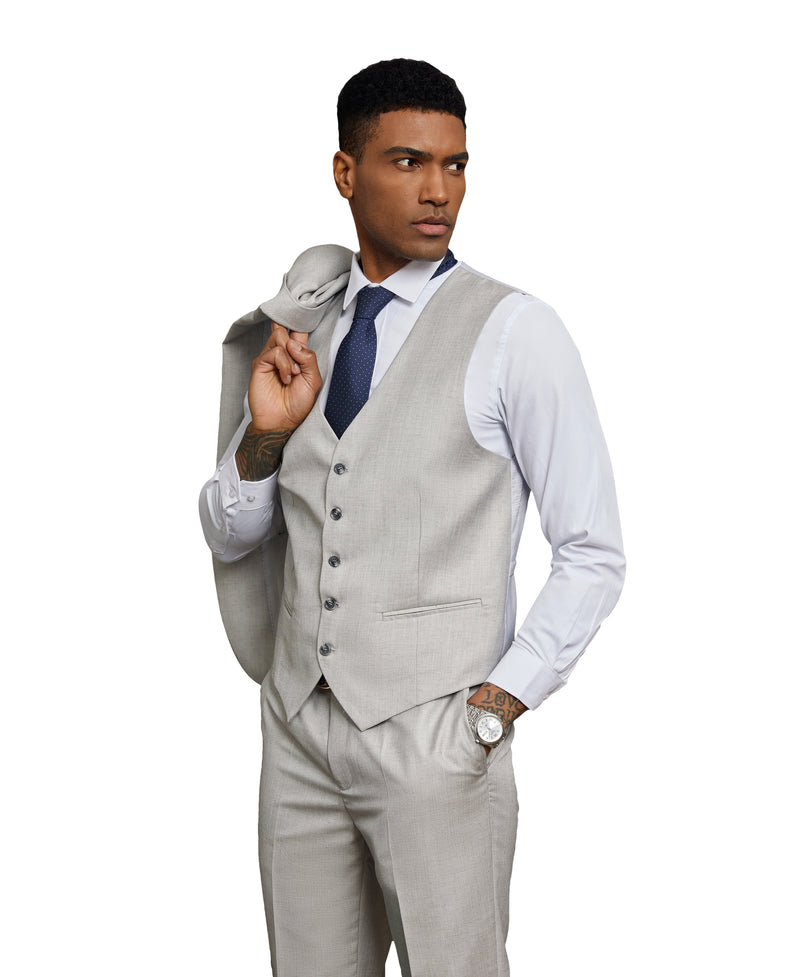 Stacy Adams Hybrid-Fit Vested Suit, Solid Grey