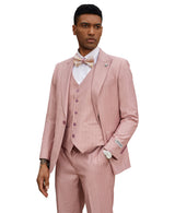 Stacy Adams Hybrid-Fit Vested Suit, Rose Pinstriped