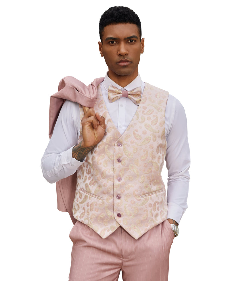 Stacy Adams Hybrid-Fit Vested Suit, Rose Pinstriped