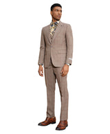 Stacy Adams Hybrid-Fit Vested Suit, Light Brown Windowpane