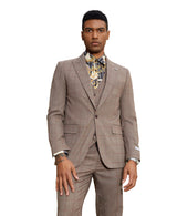 Stacy Adams Hybrid-Fit Vested Suit, Light Brown Windowpane