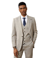 Stacy Adams Hybrid-Fit Vested Suit, Light Tan Windowpane