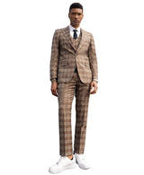 Stacy Adams Hybrid-Fit Vested Suit, Brown Windowpane