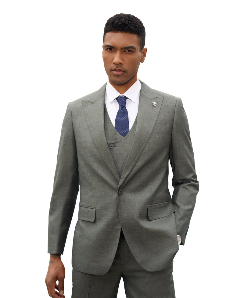 Stacy Adams Hybrid-Fit Vested 3-Piece Suit, Textured Light Green