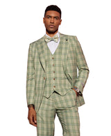 Stacy Adams Hybrid-Fit Vested Suit, Glen Check Lime Green