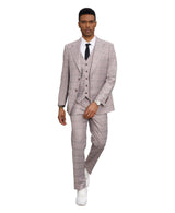 Stacy Adams Hybrid-Fit Vested Suit, Grey Glen Plaid