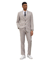 Stacy Adams Hybrid-Fit Vested Suit, Light Tan Glen Plaid