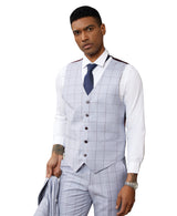 Stacy Adams Hybrid-Fit Vested Suit, Blue Windowpane