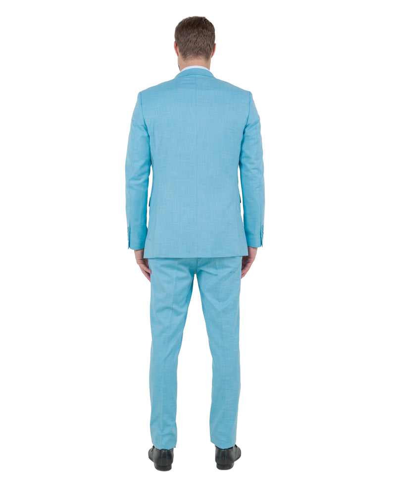 Stacy Adams Hybrid-Fit Vested 3-Piece Suit, Textured Teal